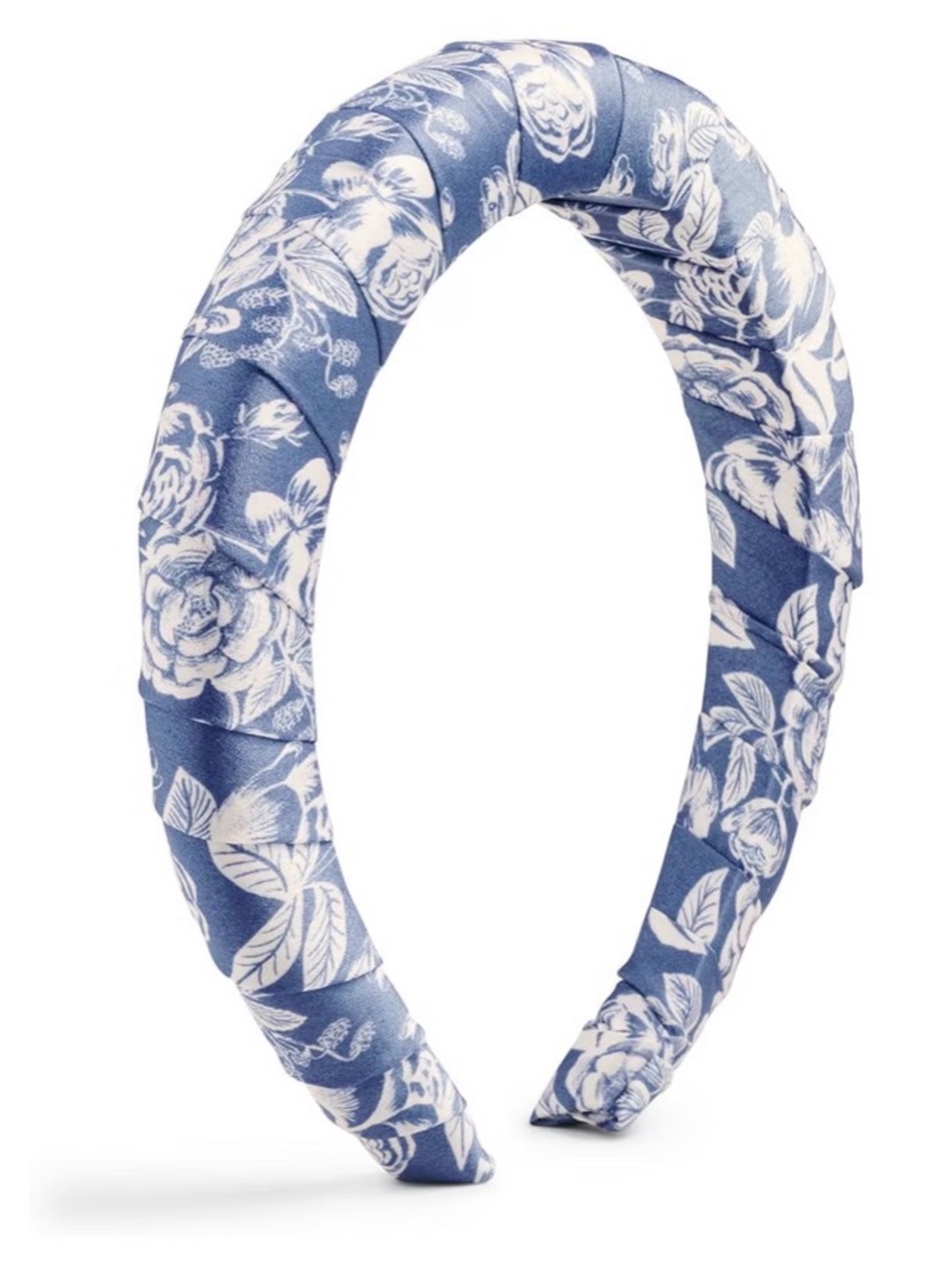 Blue Silk Floral Padded Headband